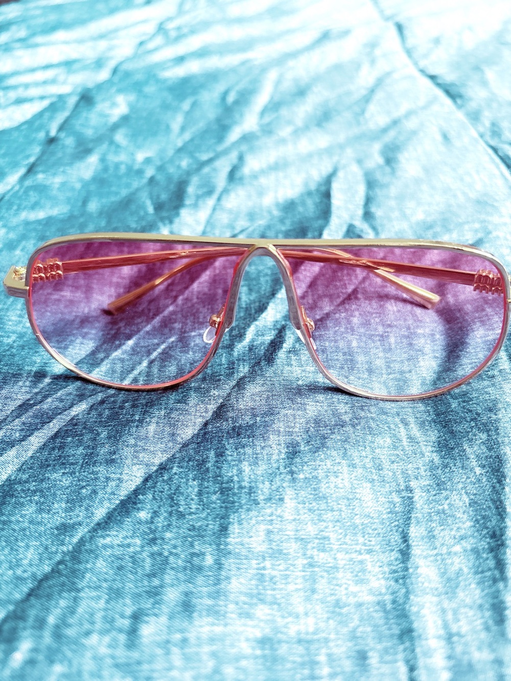 Pink Gradient Aviator Sunglasses Gold Tone Frame
